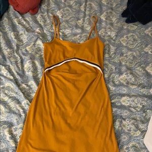 Peekaboo athletic mini casual dress mustard color